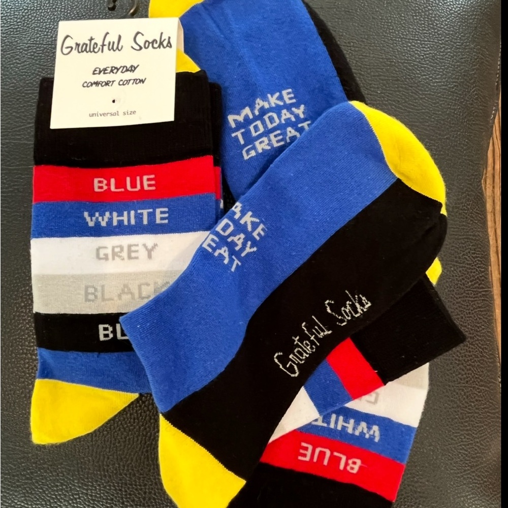 Men's Colorful Cotton Socks - Blue, White, Black, Yellow